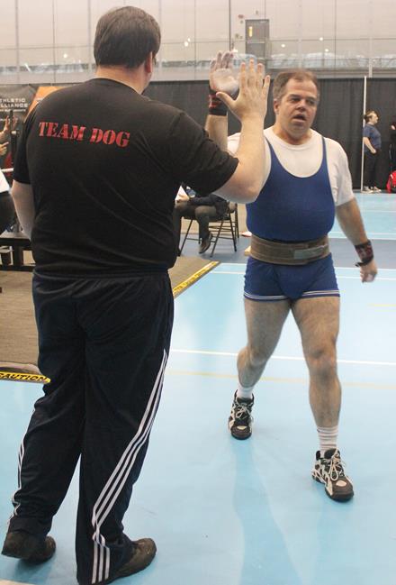 Special Olympics BC athlete Dave and coach George in 2014