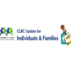 Permalink to October 2022 Edition of CLBC’s Update for Individuals and Families. Logo and text. Logo: Three stylized figures in green, blue, and dark blue. Text: Community Living British Columbia and CLBC Update for Individuals & Families in blue. Icon: Clipboard and pencil to the right.