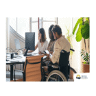 Permalink to New funding helps connect people to jobs in social services sector Three people are sitting at an office table. One person in a wheelchair uses a tablet, while the others work on laptops. A large plant is nearby. The logo in the bottom right corner says British Columbia.