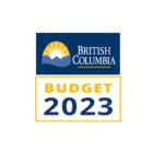 Permalink to BC Budget 2023 Logo featuring a stylized sun rising over mountains with the text British Columbia above. Below, a section reads Budget 2023 in blue and yellow.