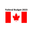 Permalink to Federal Budget 2023 Text reading Federal Budget 2023 is above the Canadian flag. The flag features a red maple leaf centered between two red vertical bars on a white background.