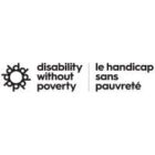 Permalink to Press Release: An historic move: Parliament passes law to fight disability poverty Logo with text: disability without poverty on the left and le handicap sans pauvreté on the right, separated by a vertical line. The design includes a circular motif resembling interconnected people or links on the left.